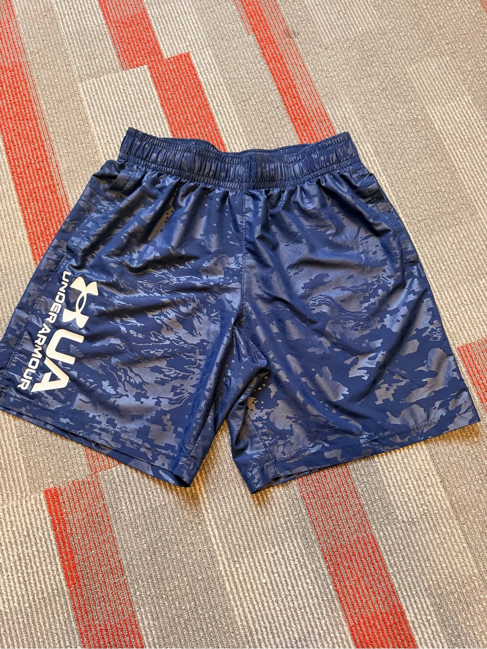 Under Armour Men's 8" Woven Emboss Gym Shorts Navy Blue Size Large